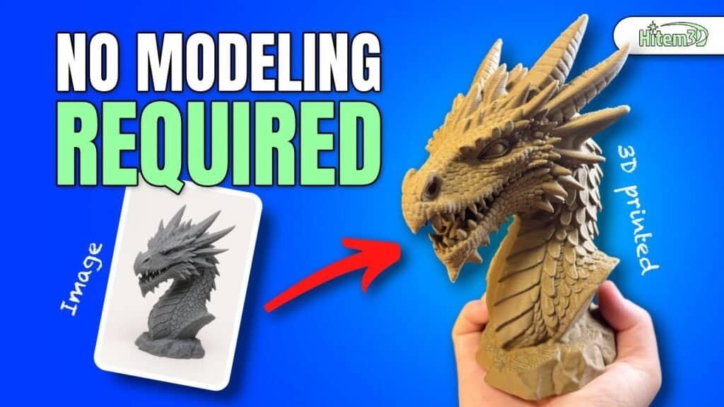 AI-generated dragon bust and Doom Guy bust 3D printed from images