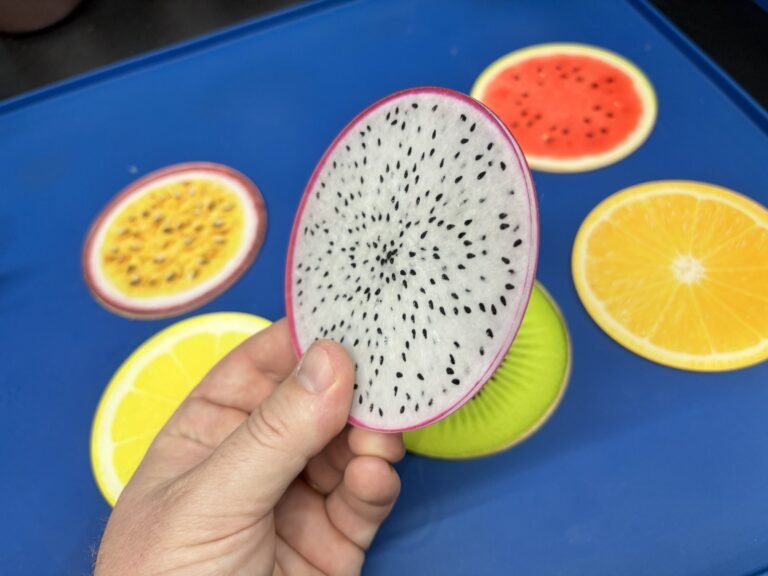 Acrylic coaster UV printed as a dragon fruit slice