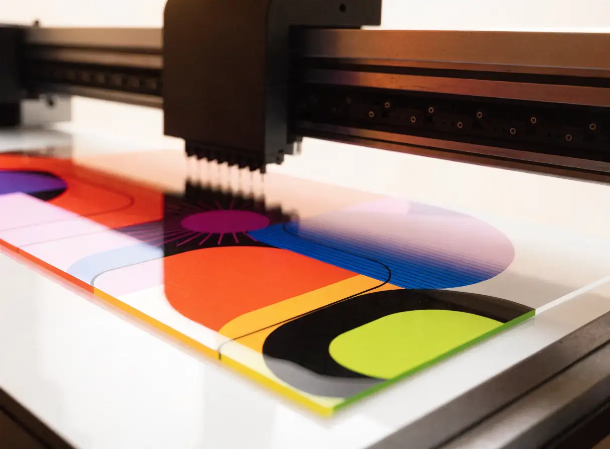 UV printer printing a full-colour panel